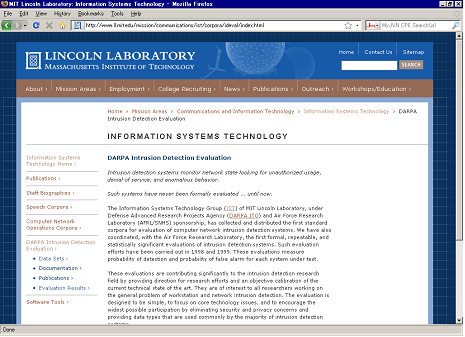 DARPA Intrusion Detection Data Sets